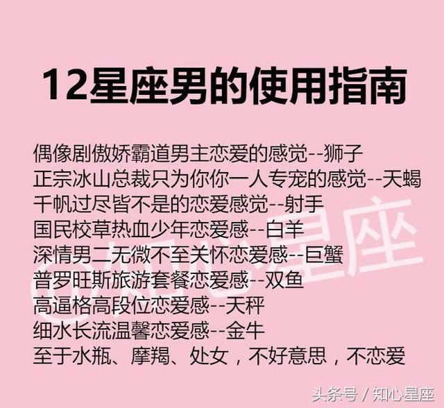 12星座的恋爱小气症，12星座男使用指南，吵架王排行