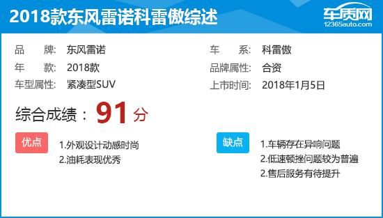 2018款东风雷诺科雷傲完全评价报告 99真人
