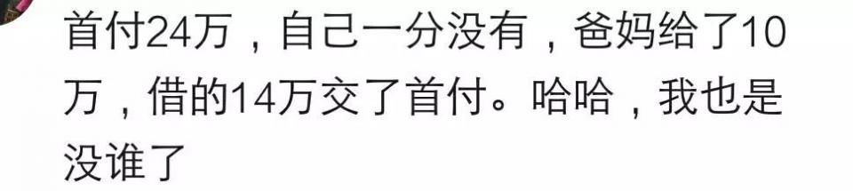 说说买房你自己出了首付钱的多少?网友:首付20万，借了18万