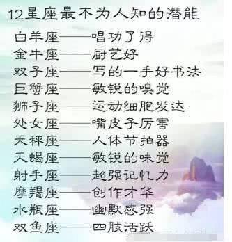 12星座谁有明星命?12星座最不为人知的潜能?