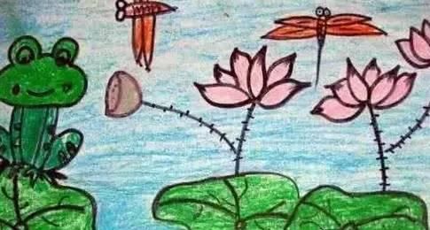 儿童美术创意画:泳池西瓜小青蛙等,好一派夏日