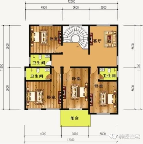 这15款二层别墅，户型方正施工简单，主体造价最低只要18万