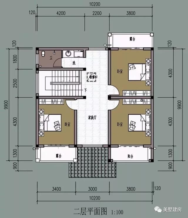 超有设计感的四室两厅别墅户型,目前农村家庭建房的最佳选择!