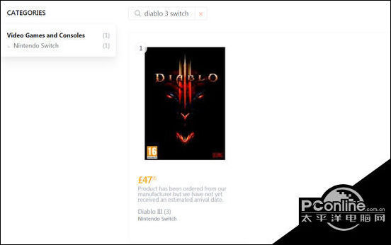 英国游戏零售商上架暗黑3Switch版 售价425元