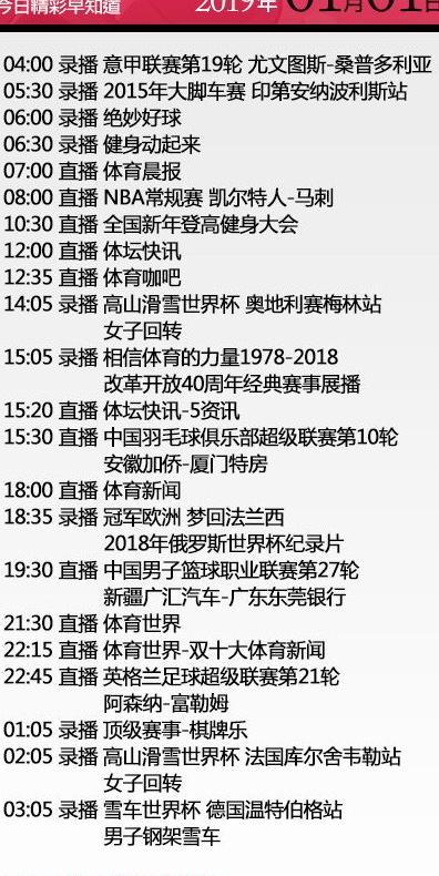 央视今日节目单 CCTV5直播NBA绿衫军vs马刺