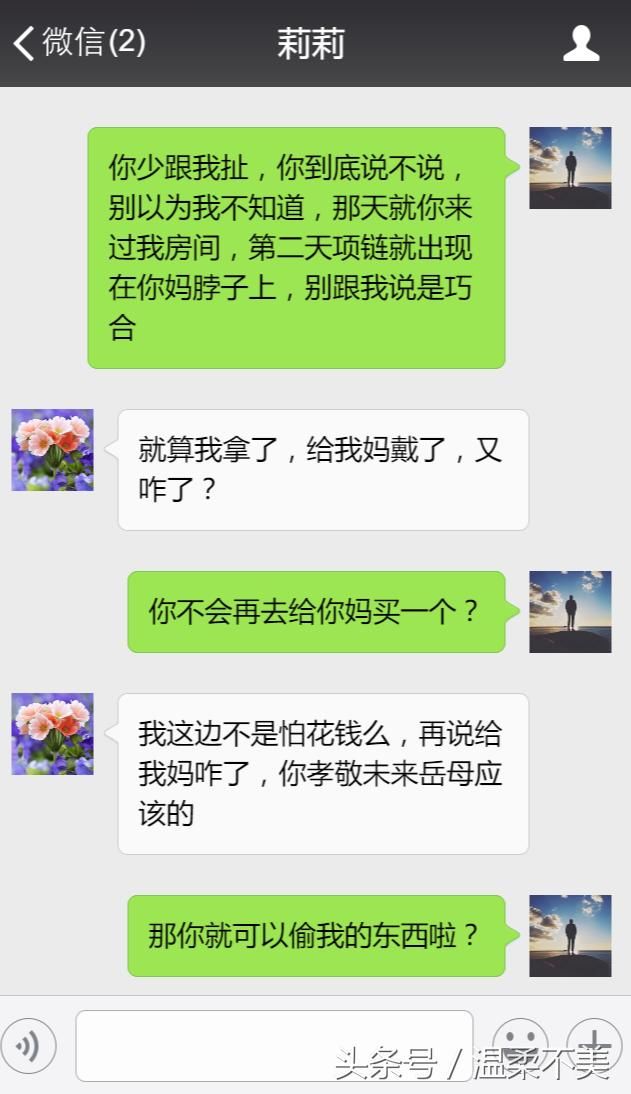 我给我妈买的项链，你凭什么拿去给你妈？