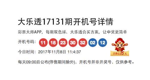 大乐透17131期开机号详情,红球三枚胆码防三