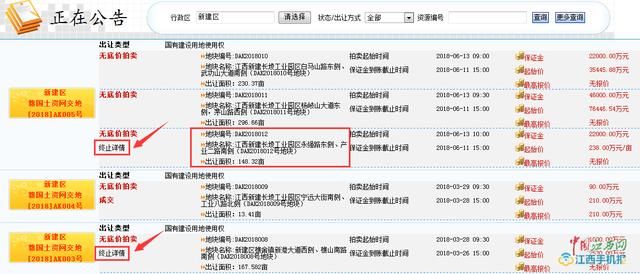 新建区一宗大型商住用地终止竞拍 官方：因政策、规划发生变化