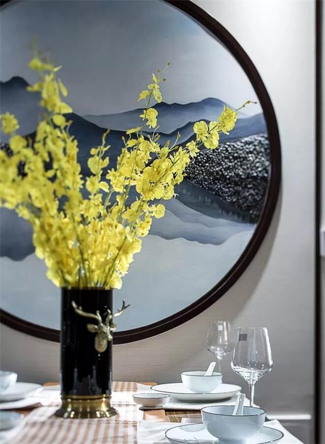 唐山恒大华府三室两厅125平米新中式风格装修