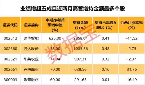 中报业绩抢先看:206股预增超五成 部分被大手笔增持