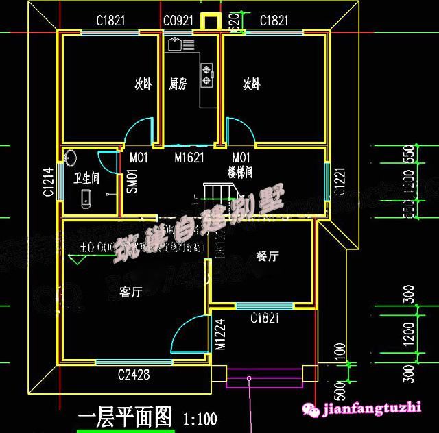 20万90平方米农村三层小别墅设计住宅施工图