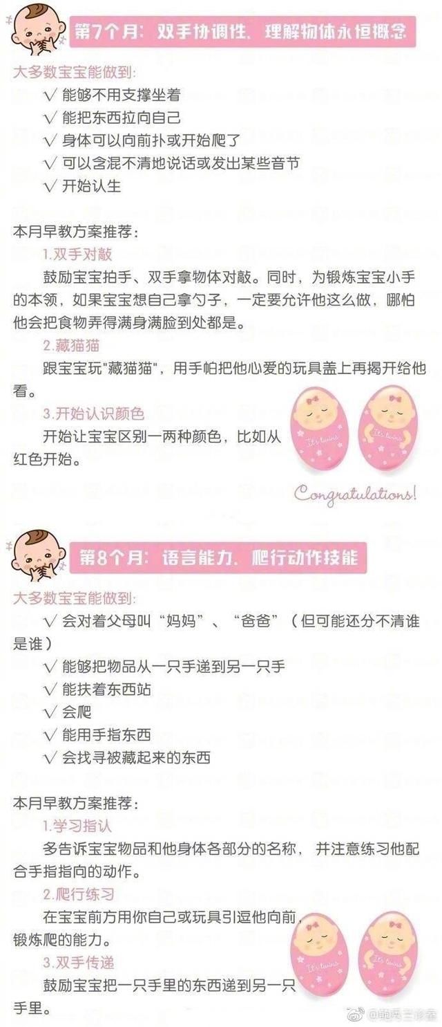 婴儿期每个月龄的小技能