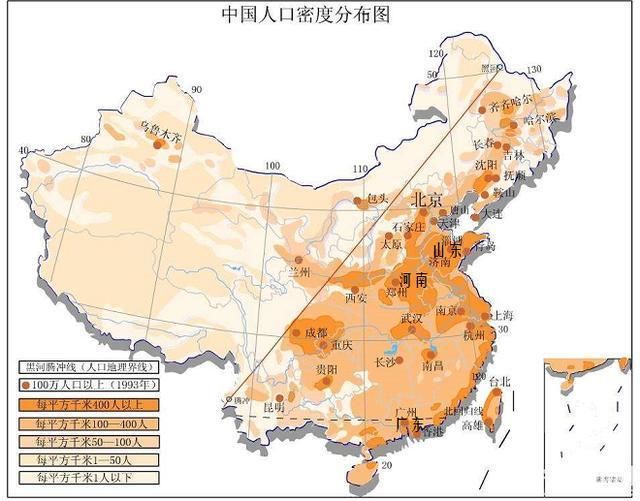 我国人口分布图_我国人口密度分布图