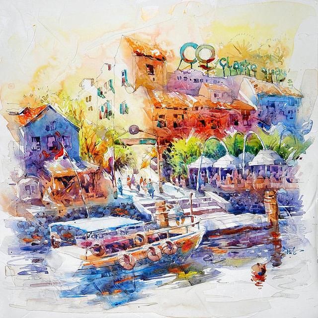 看了他的水彩风景画,让人流连忘返