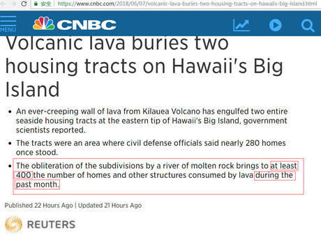 夏威夷火山爆发，毁灭至少400栋建筑！黄石第8次喷发，美国人忧它