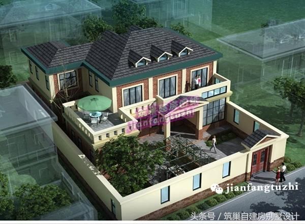 38万15x15米带庭院二层简欧式别墅设计图含效果图平面