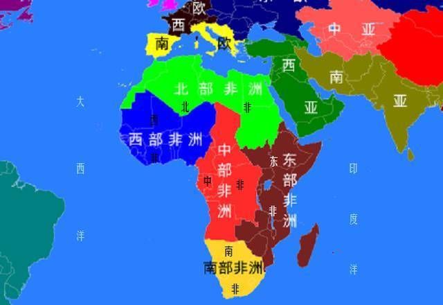 非洲的地理区域划分:北非、东非、中非、西非