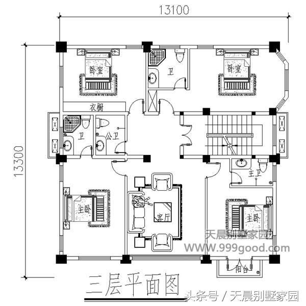 借钱也要盖这栋13.1X13.9米农村别墅，10室3厅有神台美爆全村！