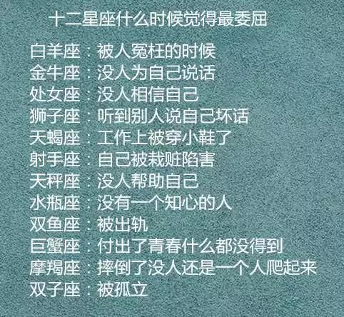 十二星座的恋爱口头禅，什么时候觉得委屈，最决绝的分手方式