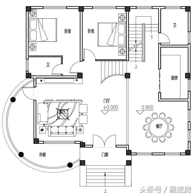 方、圆的经典结合，这栋福建欧式别墅让你在村内享受品质生活