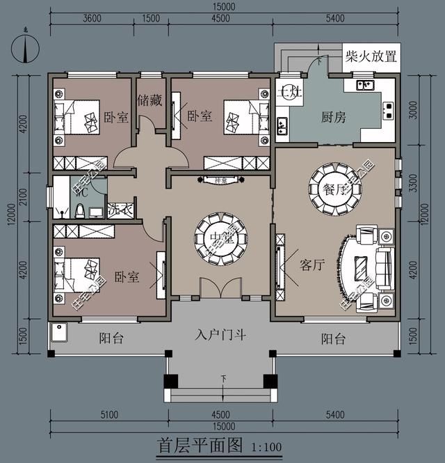 农村自建房平房户型3套含平面图，建房为养老，还是平层好