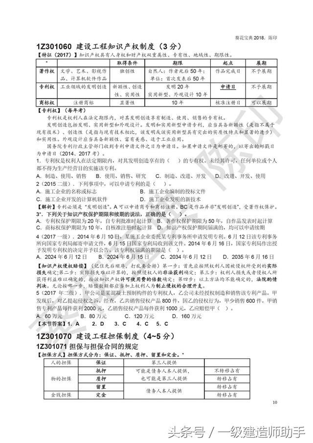 2018年一级建造师法规陈印葵花宝典_【快资讯