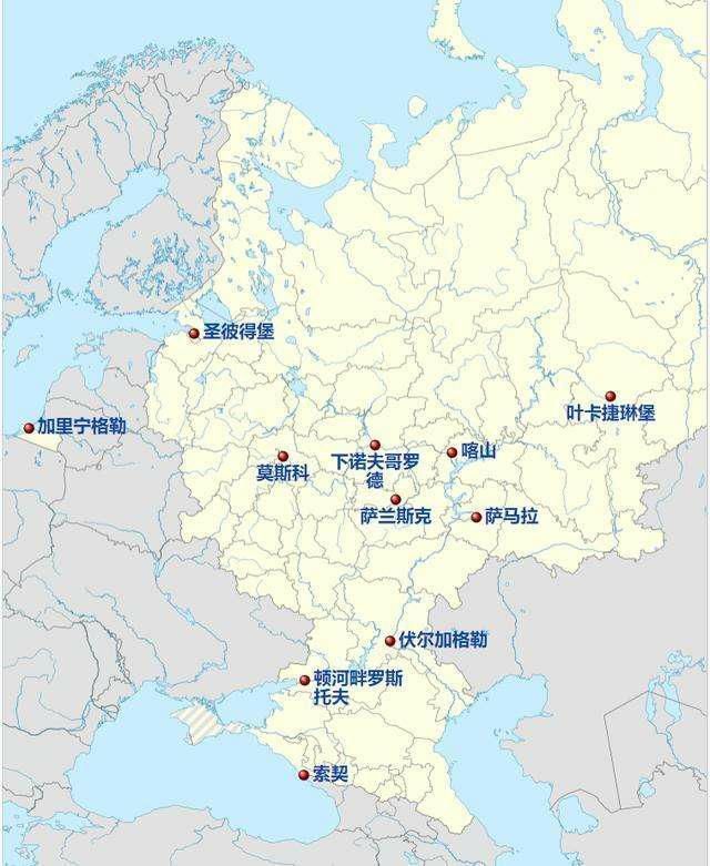 2018俄罗斯世界杯主办城市、场馆分布地图,几