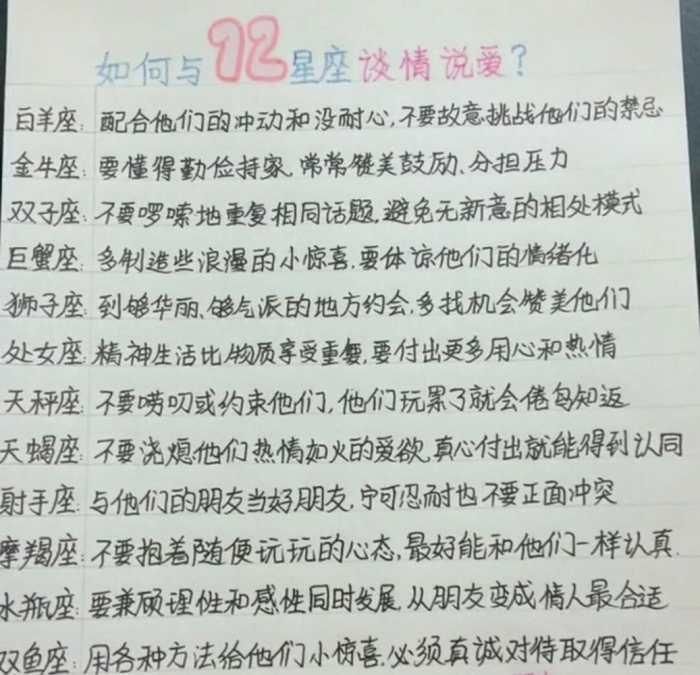 教你怎样和十二星座谈恋爱, 给你那个他看