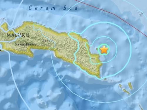 印尼马鲁古群岛东部海域发生5.7级地震