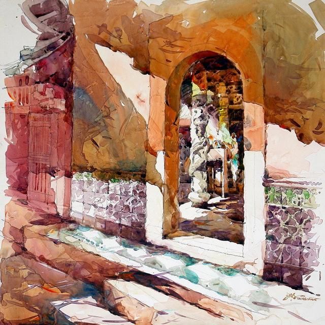 看了他的水彩风景画,让人流连忘返