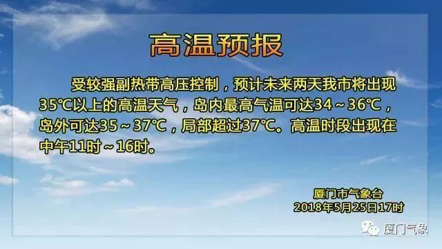 提醒今年首个高温中暑警报拉响！周末厦门将超过37℃！