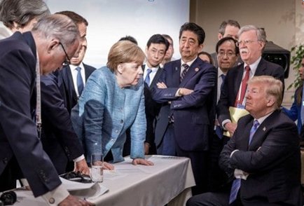 G7峰会互怼照片刷屏 西方媒体批特朗普蔑视盟友