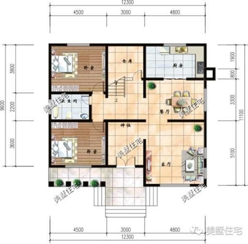 这15款二层别墅，户型方正施工简单，主体造价最低只要18万