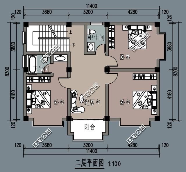 农村别墅户型3套，设计新模式，效果图平面图自由组合