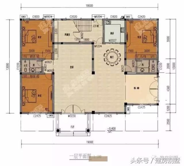 两款带大堂屋的四层别墅户型，办个喜事室内就可摆上几大桌