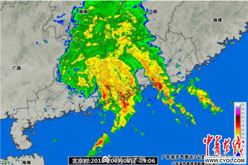 受台风影响广东多地降大暴雨 佛山发布龙卷警