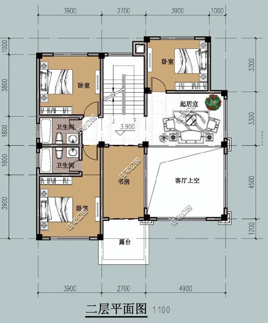 农村自建别墅12x10米，方正户型布局好风水佳，3层9卧室带车库!