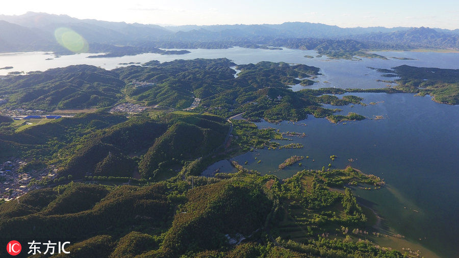 航拍密云水库 北京最大饮用水源供应地、亚洲最大的人工湖