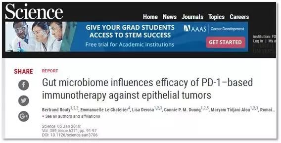 3篇《Science》聚焦肠道微生物对肿瘤免疫治疗的影响！