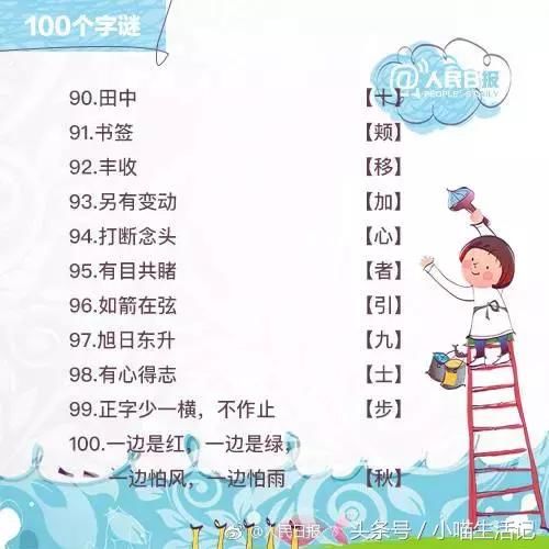 100个字谜，跟孩子一起来猜猜，快乐学习汉字！