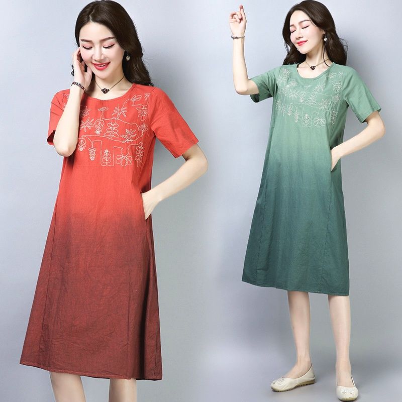 微胖还爱出汗的女人,夏天多穿棉麻连衣裙,轻薄