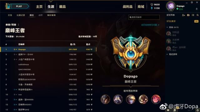 LOL天才中单登顶国服第一,Dopa无敌卡牌大师