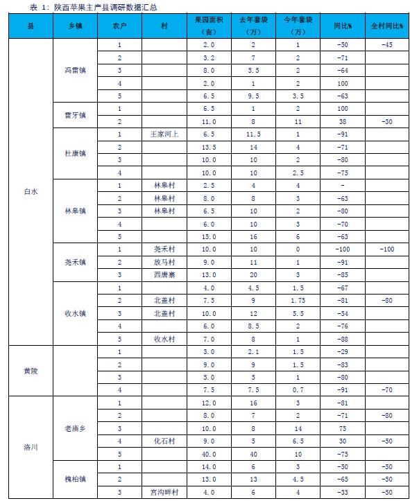 陕西苹果主产区套袋情况调查