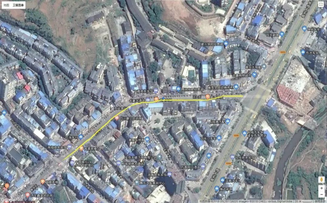 你想知道从卫星地图上看安岳的街道是什么样的