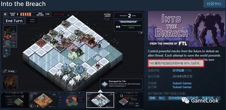 Steam好评95%:FTL两人团新作《Into the Breach》又火了