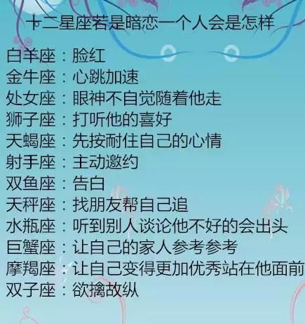 十二星座若是暗恋一个人会是怎样，遇到困难时做的第一件事是什么