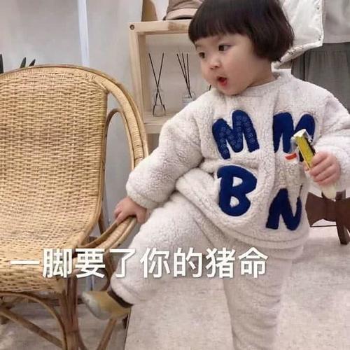 至尊萌娃傲娇表情:一脚要了你的猪命,必须爱表情别管的事情爸爸包图片
