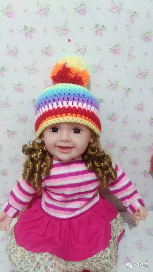 彩虹帽钩针编织教程,特别适合宝宝活泼可爱的