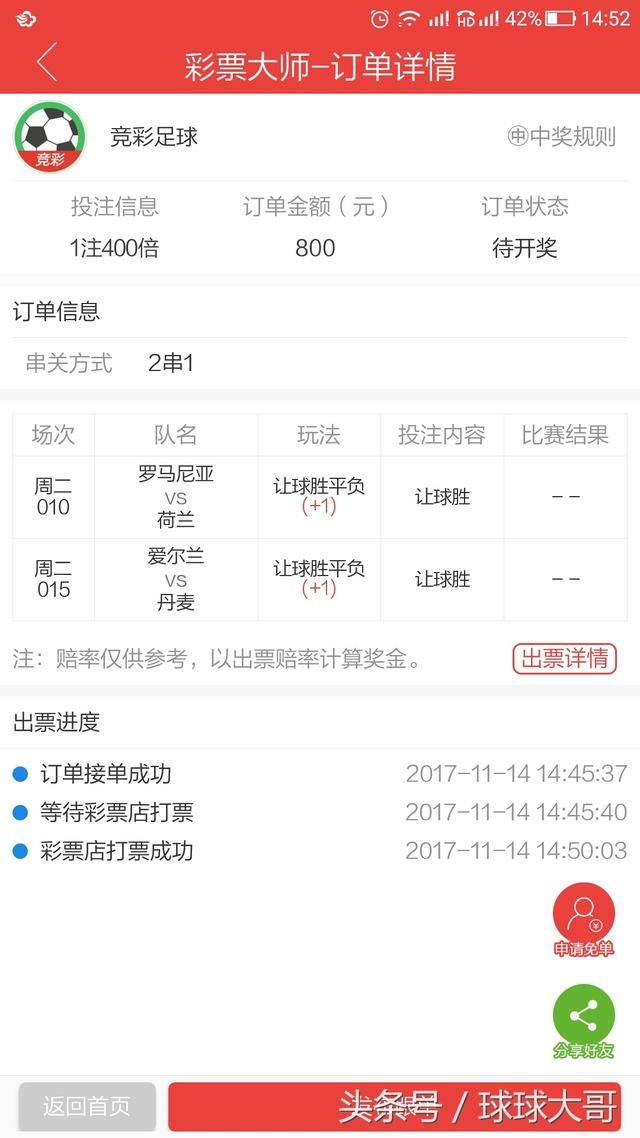 周二800元竞彩足球二串一实单推荐:爱尔兰不败