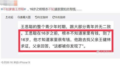 不知爹富王思聪是什么梗 王思聪自曝童年经历